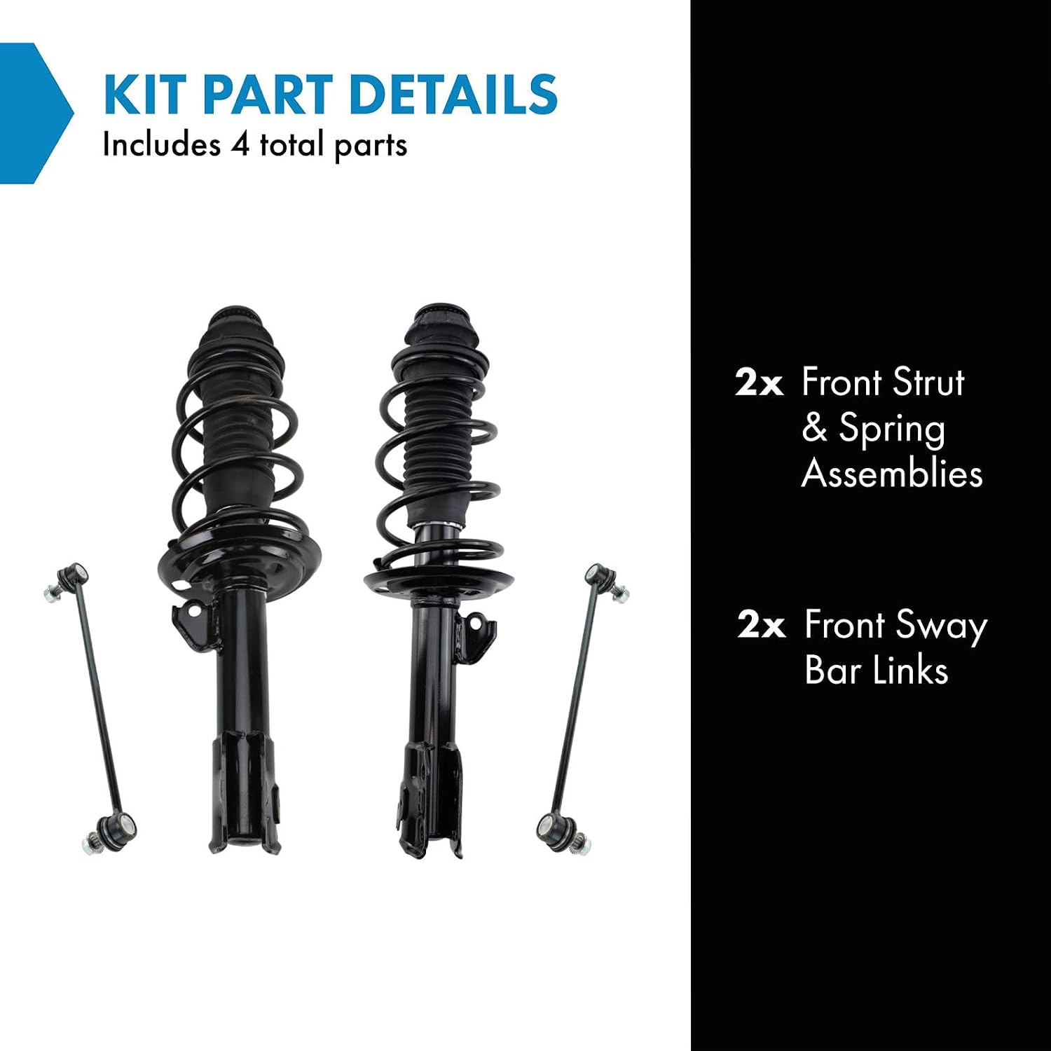 TRQ Front Suspension Kit Complete Strut & Coil Spring Assembly Sway Bar Stabilizer Link Compatible with 2008-2010 Scion xD