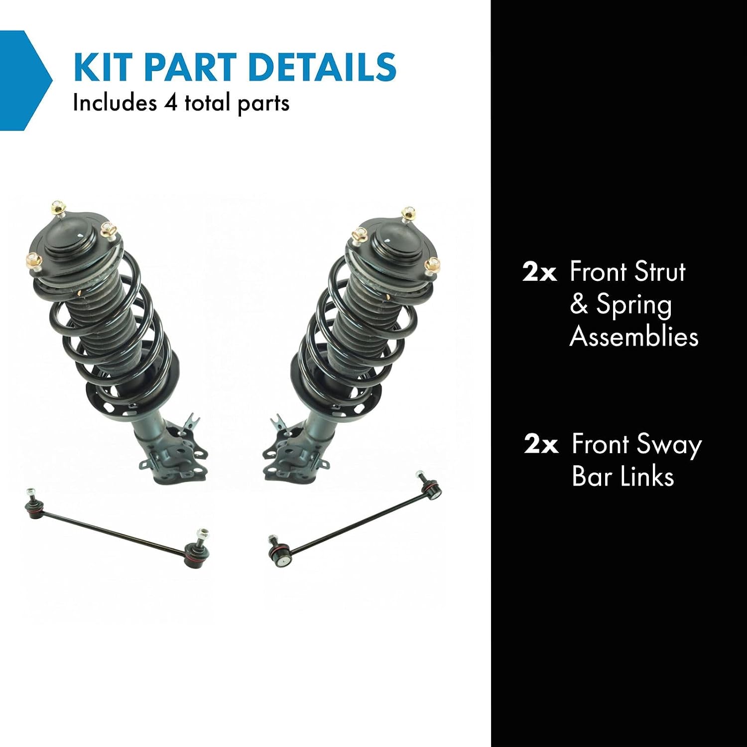 TRQ Front Suspension Kit Complete Strut & Coil Spring Assembly Sway Bar Stabilizer Link Compatible with 2012-2015 Honda Civic