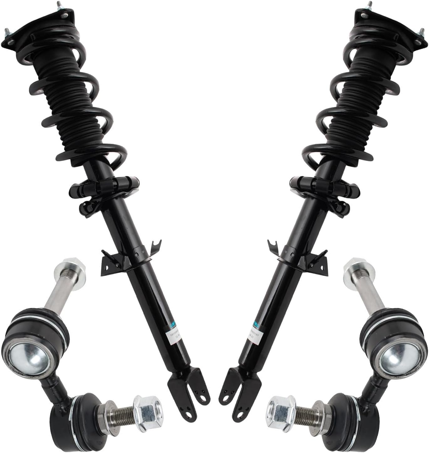TRQ Front Suspension Kit Shock & Spring Strut Assembly Sway Bar Stabilizer Link Compatible with 2014-2017 INFINITI QX70
