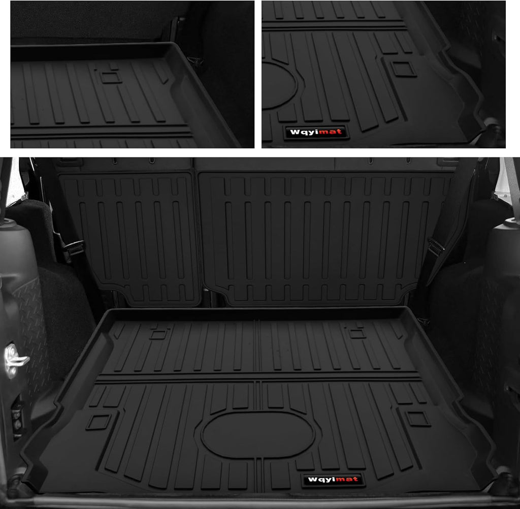 Custom for 2007-2018 Jeep Wrangler JK 4 Door Floor Mats & Cargo Liner & Backrest Mat All Weather TPE Rubber Protection Mat (for 2007-2018 JK 4 Door Accessories 6 Pcs)