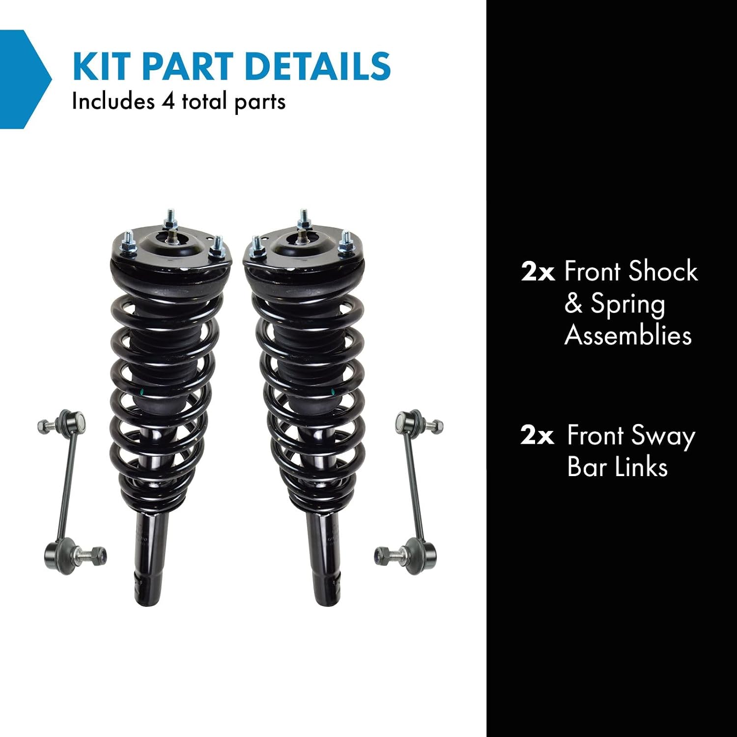 TRQ Front Suspension Kit Shock & Spring Strut Assembly Sway Bar Stabilizer Link Compatible with 2010-2012 Ford Fusion Lincoln MKZ 2010-2011 Mercury Milan