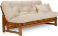 Nirvana Futons Arden Futon Set - Queen Size, Frame, 8' Mattress, Twill Khaki Cover