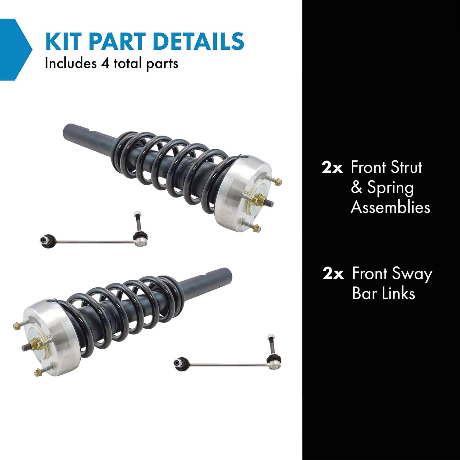 TRQ Front Suspension Kit Complete Strut & Coil Spring Assembly Sway Bar Stabilizer Link Compatible with 2007-2013 BMW X5 2008-2014 X6