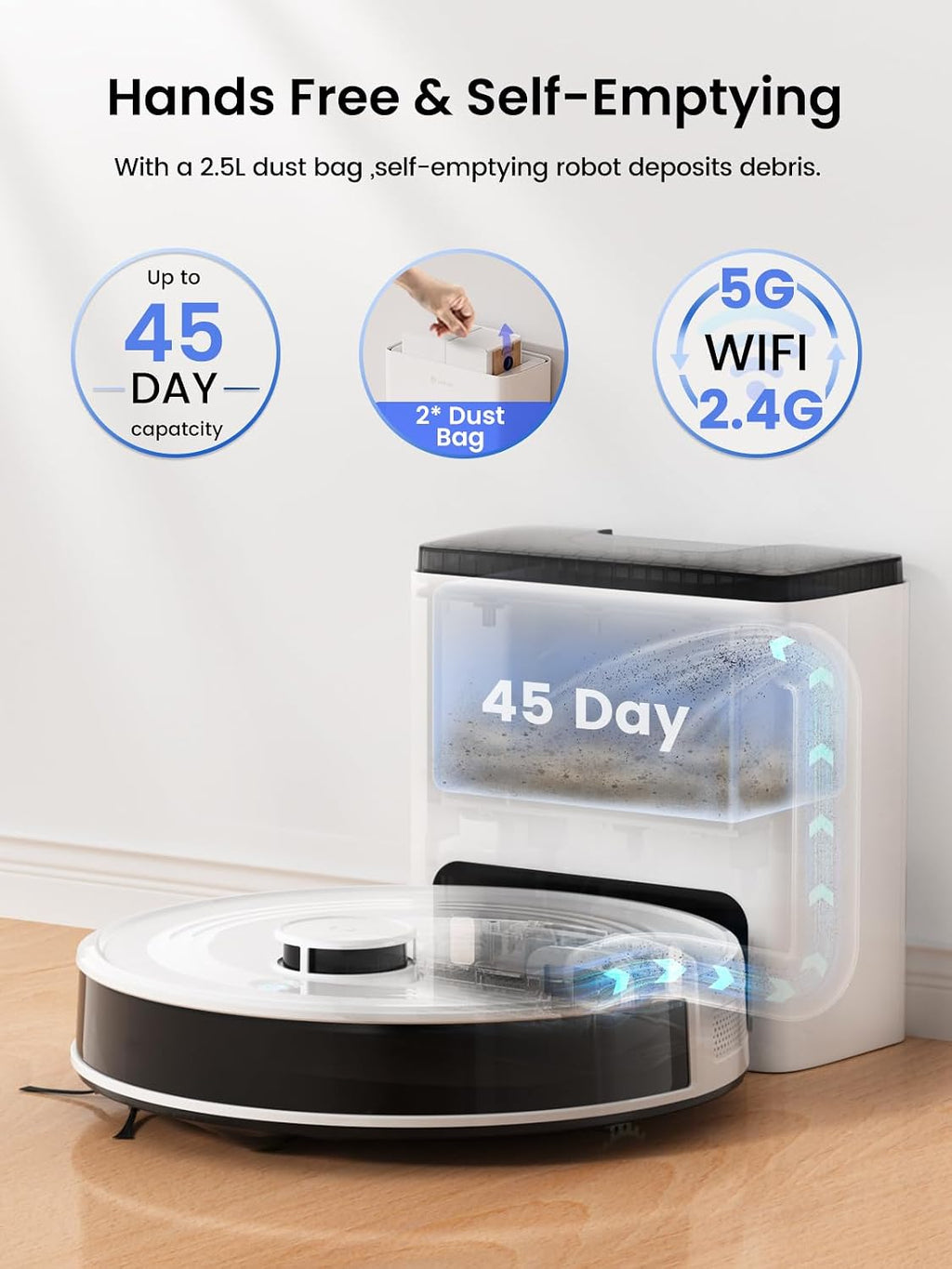 Lefant M2 Plus LiDAR Robot Vacuum and Mop with 2Packs Washable Authentic Replacement Mop Pads