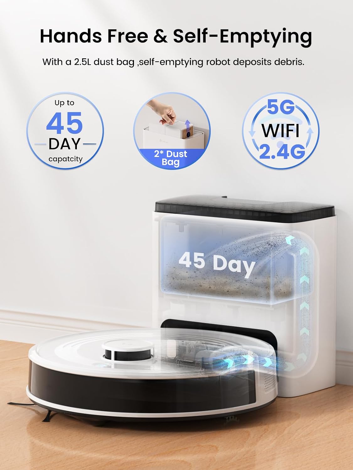 Lefant M2 Plus LiDAR Robot Vacuum and Mop with 2Packs Washable Authentic Replacement Mop Pads