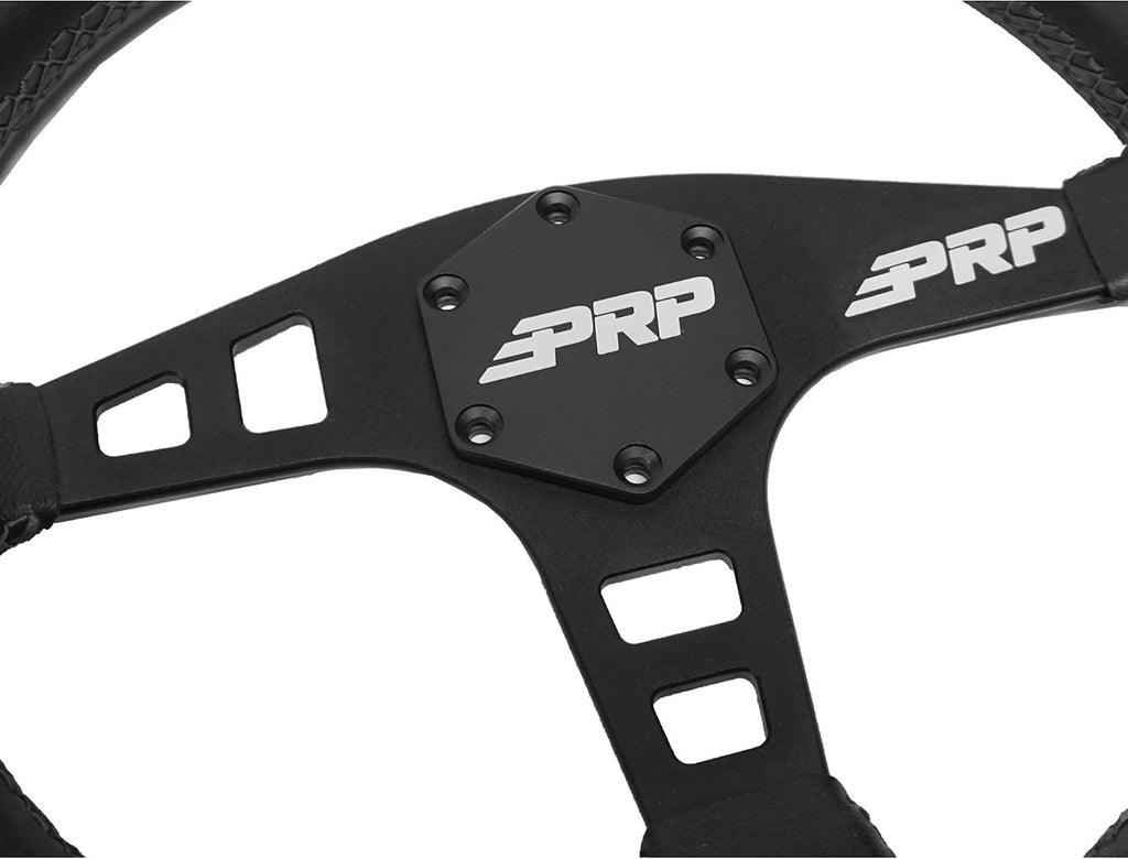 PRP Seats Flat Suede Grip Steering Wheel for Off-Road Racing - High-Strength Aluminum, Matte Black Finish, Universal 6 Point Bolt Pattern, 13' x Flat Dish - 1-3/8' Grip (Black)