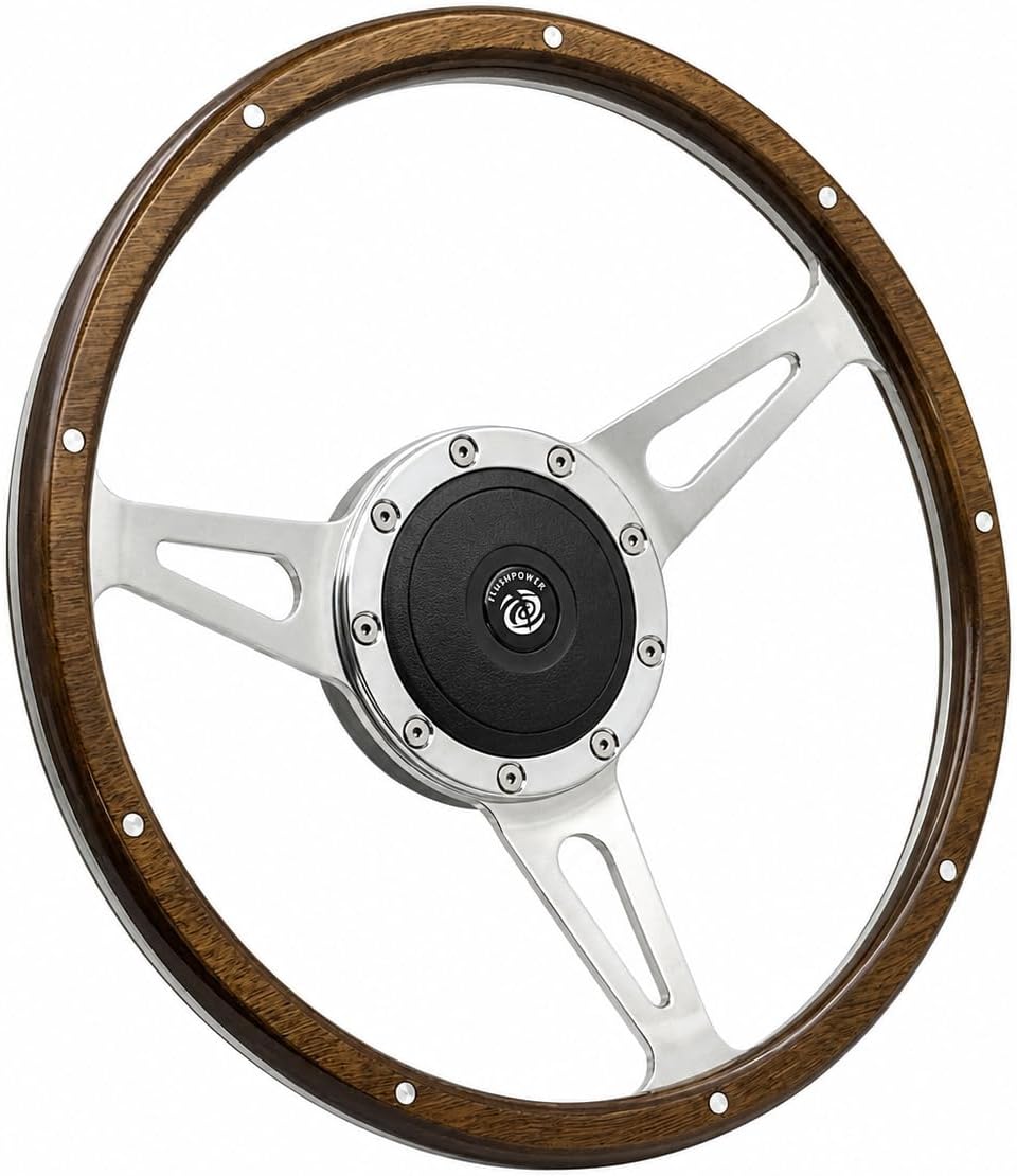 13'' Laminated Wood Steering Wheel with horn button
