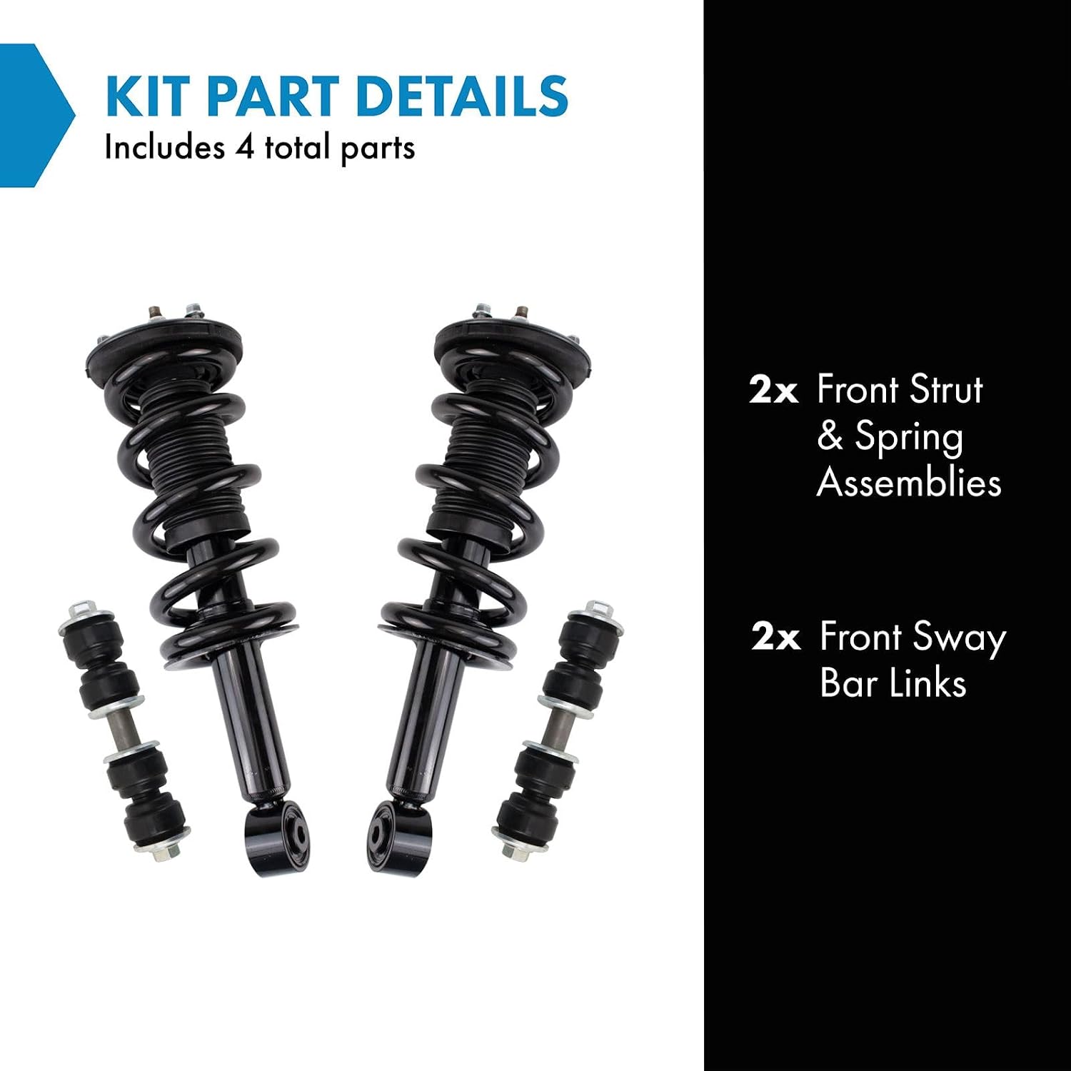 TRQ Front Suspension Kit Complete Strut & Coil Spring Assembly Sway Bar Stabilizer Link Compatible with 2012-2019 Nissan NV1500 NV2500 NV3500