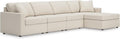 Signature Design by Ashley Modmax Stain Resistant Minimalist Modular Anti Sag Right-Arm Facing 4-Piece Sectional with Chaise, Loose Reversible Cushions and 2 Accent Pillows, White