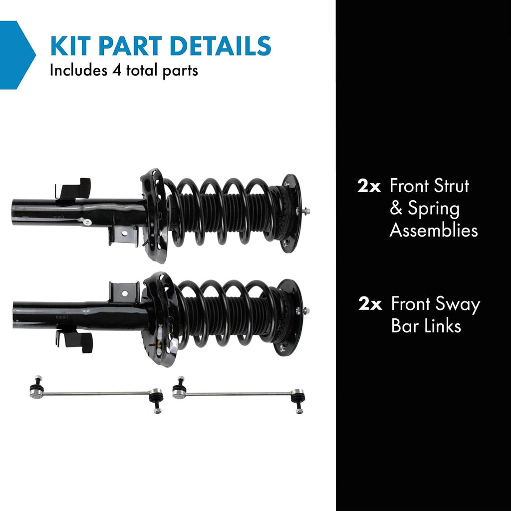 TRQ Front Suspension Kit Complete Strut & Coil Spring Assembly Sway Bar Stabilizer Link Compatible with 2011-2017 Volvo S60 2015-2017 V60