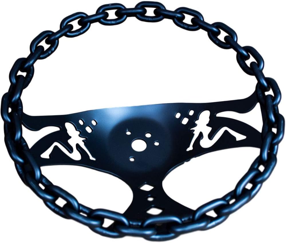 11' Black Chain Steering Wheel Bettie Spoke with Engraved Horn Button-3 Hole