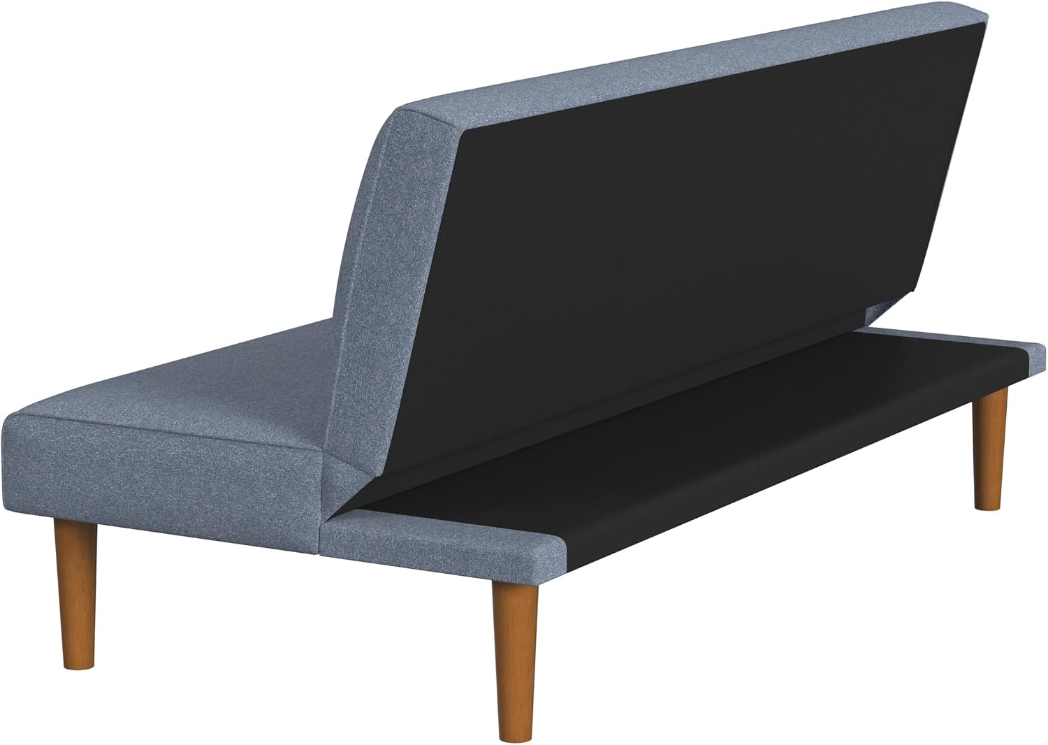 Spatial Order Upholstered Bergen Convertible Futon Sofa Bed, Modern Sofa Couches for Living Room, Small Spaces, Dorm, Apartment, Blue Woven