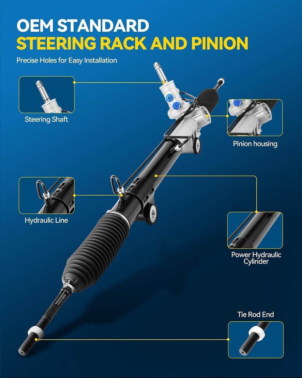 PHILTOP Hydraulic Power Steering Rack & Pinion Kit for 2005-2010 Dakota, Raider, with Outer Tie Rod Ends, Replace# 26-2143