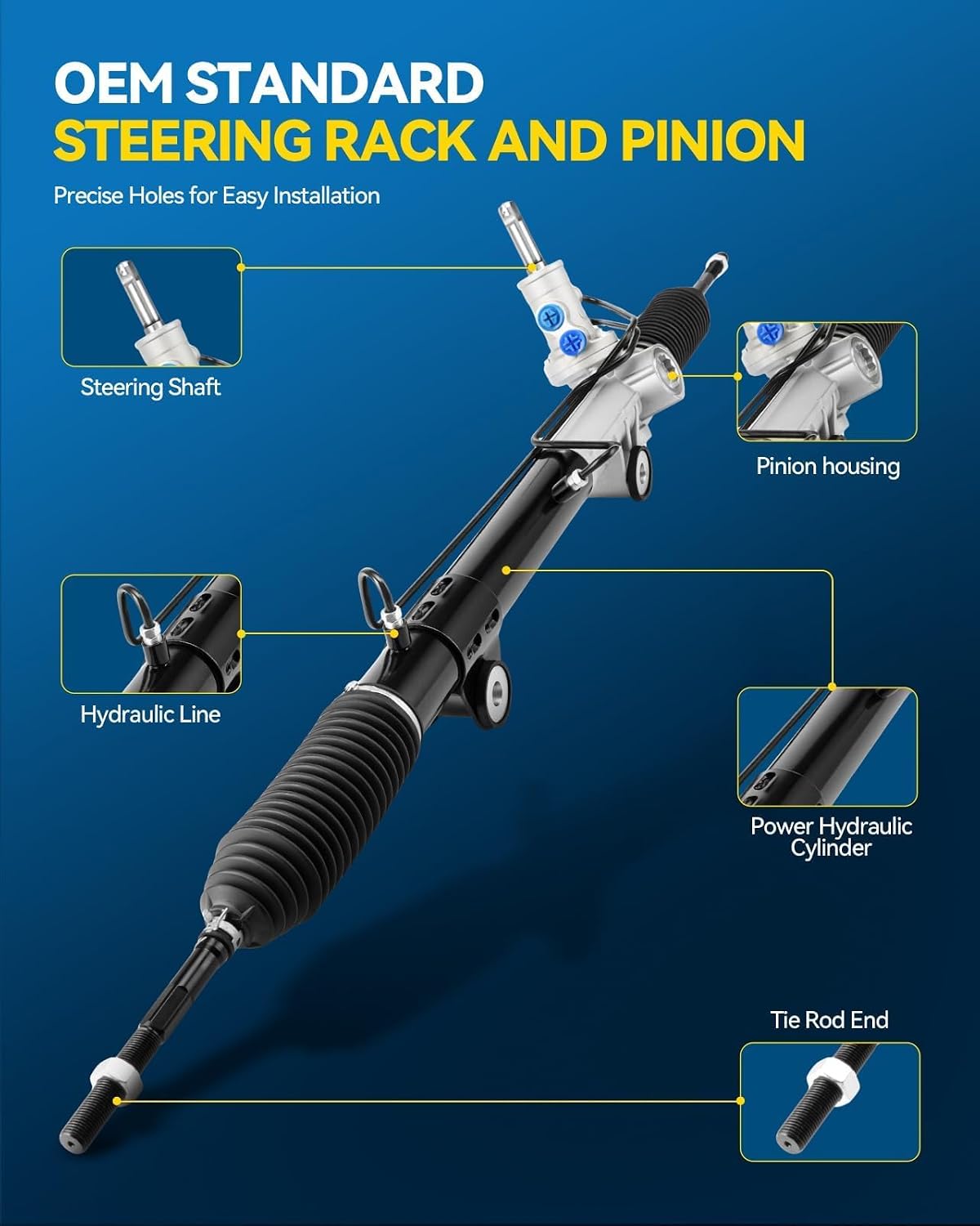 PHILTOP Hydraulic Power Steering Rack & Pinion Kit for 2005-2010 Dakota, Raider, with Outer Tie Rod Ends, Replace# 26-2143