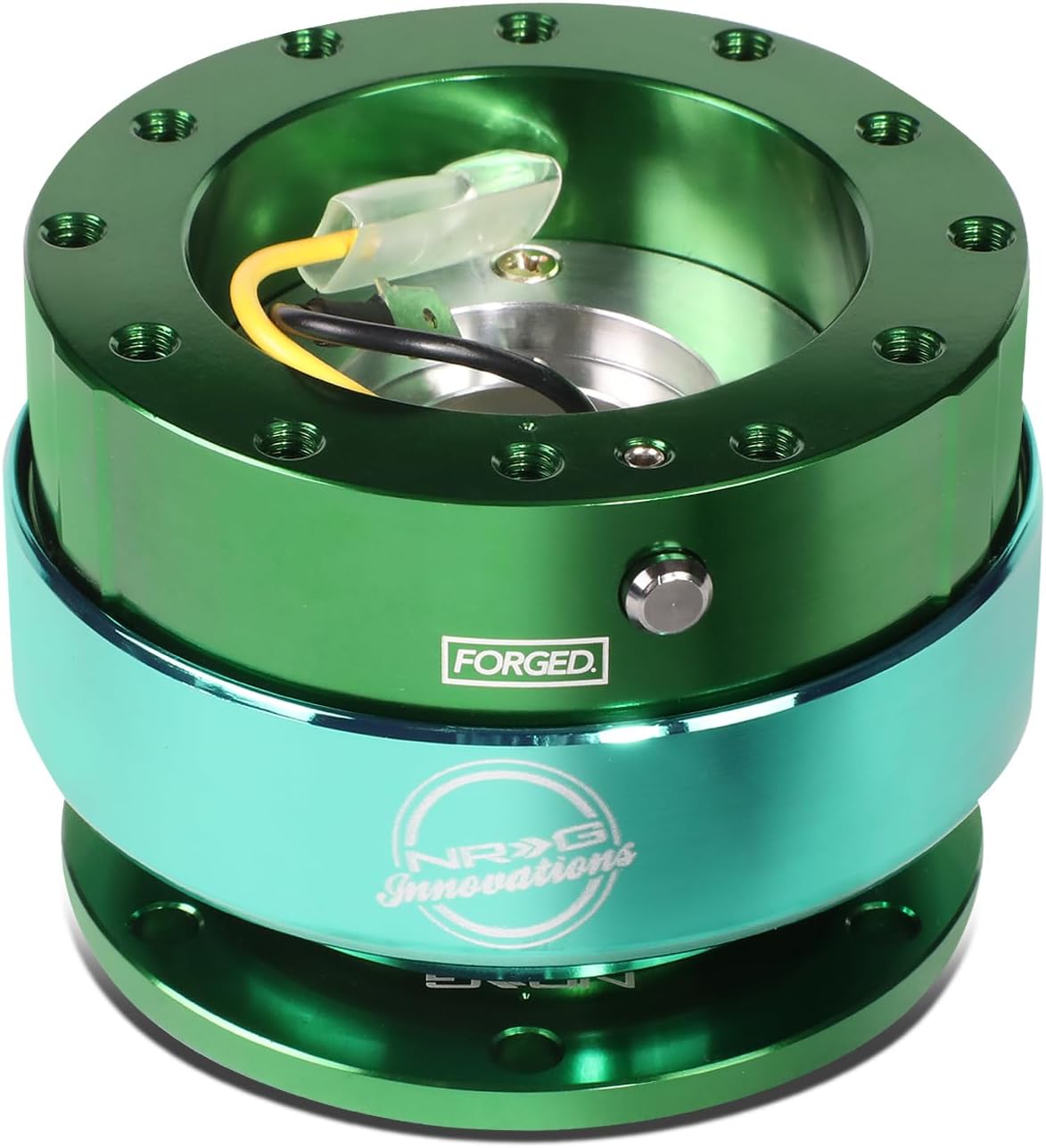 NRG Innovations Gen 2.0 Steering Wheel Quick Release Adapter 6-HOLE with Mounting Bolts, (Green Body/Green Ring) 6-Hole Design, NRG-SRK-200GNGN