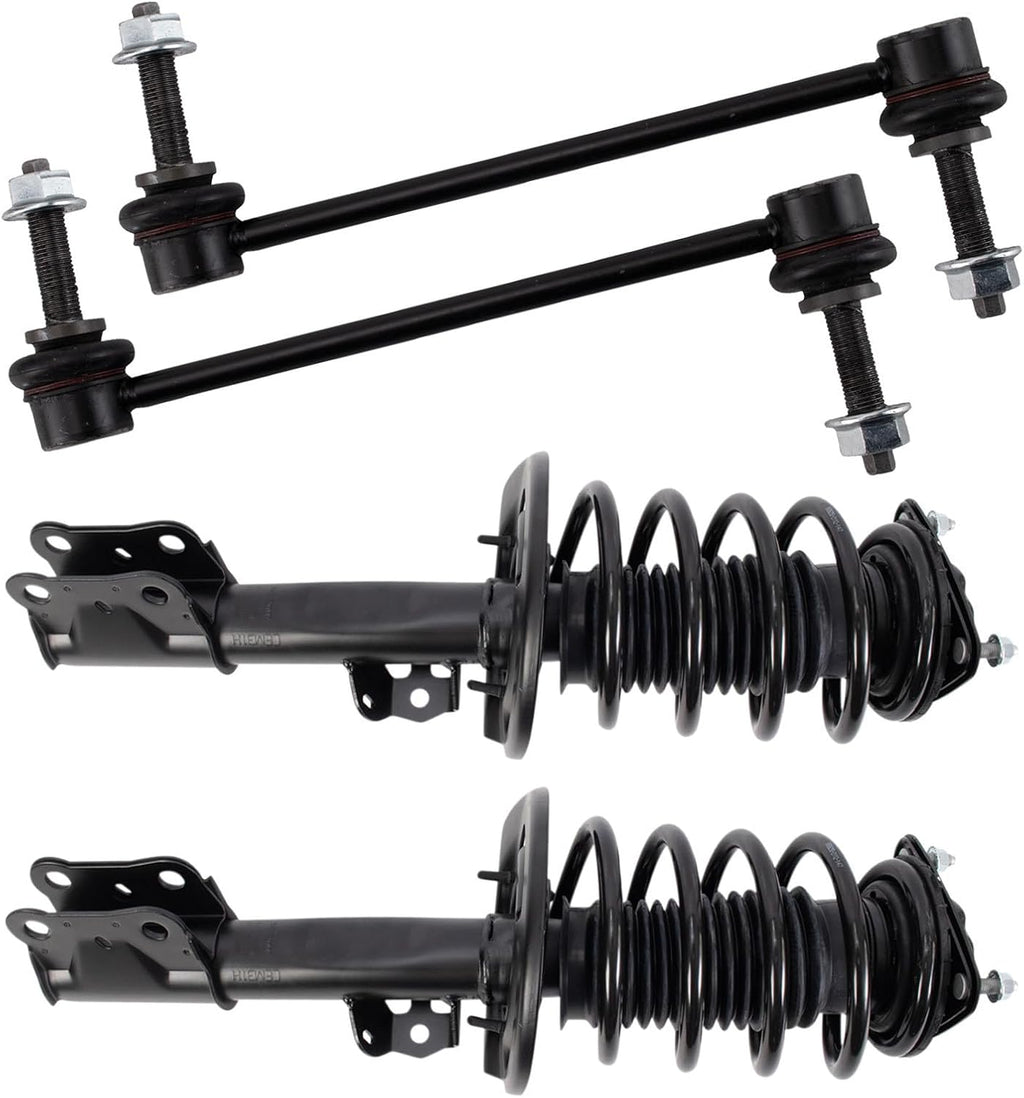 TRQ Front Suspension Kit Complete Strut & Coil Spring Assembly Sway Bar Stabilizer Link Compatible with 2015-2022 Ford Mustang