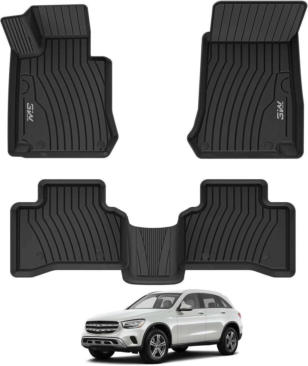 3W Floor Mats for Benz GLC SUV & Coupe 2016-2022, TPE All Weather Custom Fit Floor Liner for Benz GLC300/GLC350e/GLC43 AMG/GLC63 AMG/GLC63 AMG S Accessories Full Set Car Mats Easy Clean