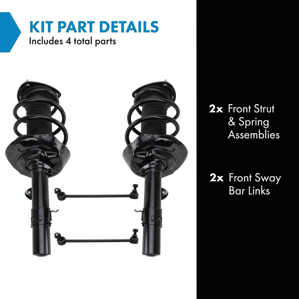 TRQ Front Suspension Kit Complete Strut & Coil Spring Assembly Sway Bar Stabilizer Link Compatible with 2015-2018 Acura TLX