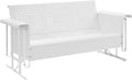 Crosley Furniture Bates Retro Metal Outdoor Sofa Glider, 3-Person Rocking Patio Bench for Porch, Deck, White Gloss