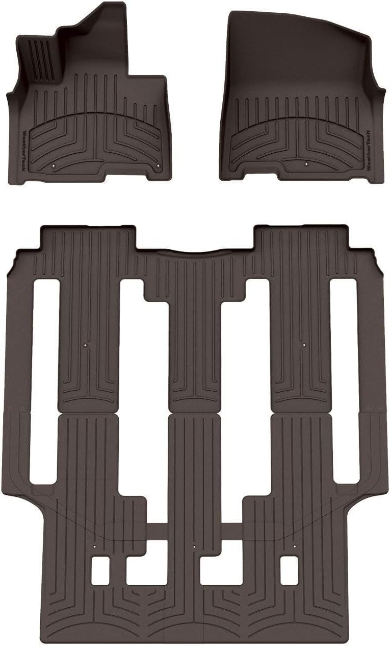 WeatherTech FloorLiner HP Custom Fit Floor Mats for Kia Carnival Full Set (471672-1-2IM), Cocoa