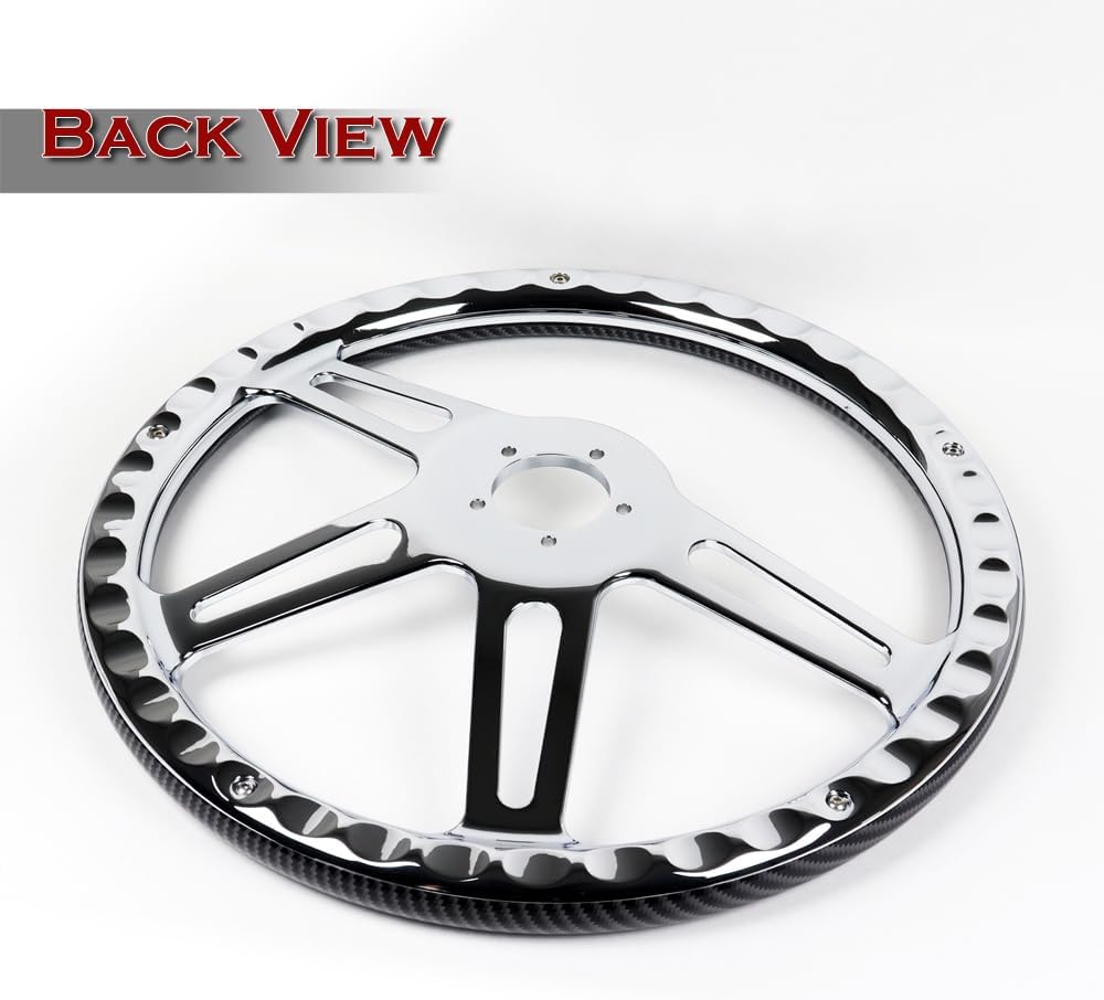 18' Universal 457mm 5 Bolt Hole 2 Inches Deep, Vintage Style Grip Steering Wheel with Hub Adapter Compatible with T04 Kenworth, Peterbilt All Models (Carbon Painted Grip)
