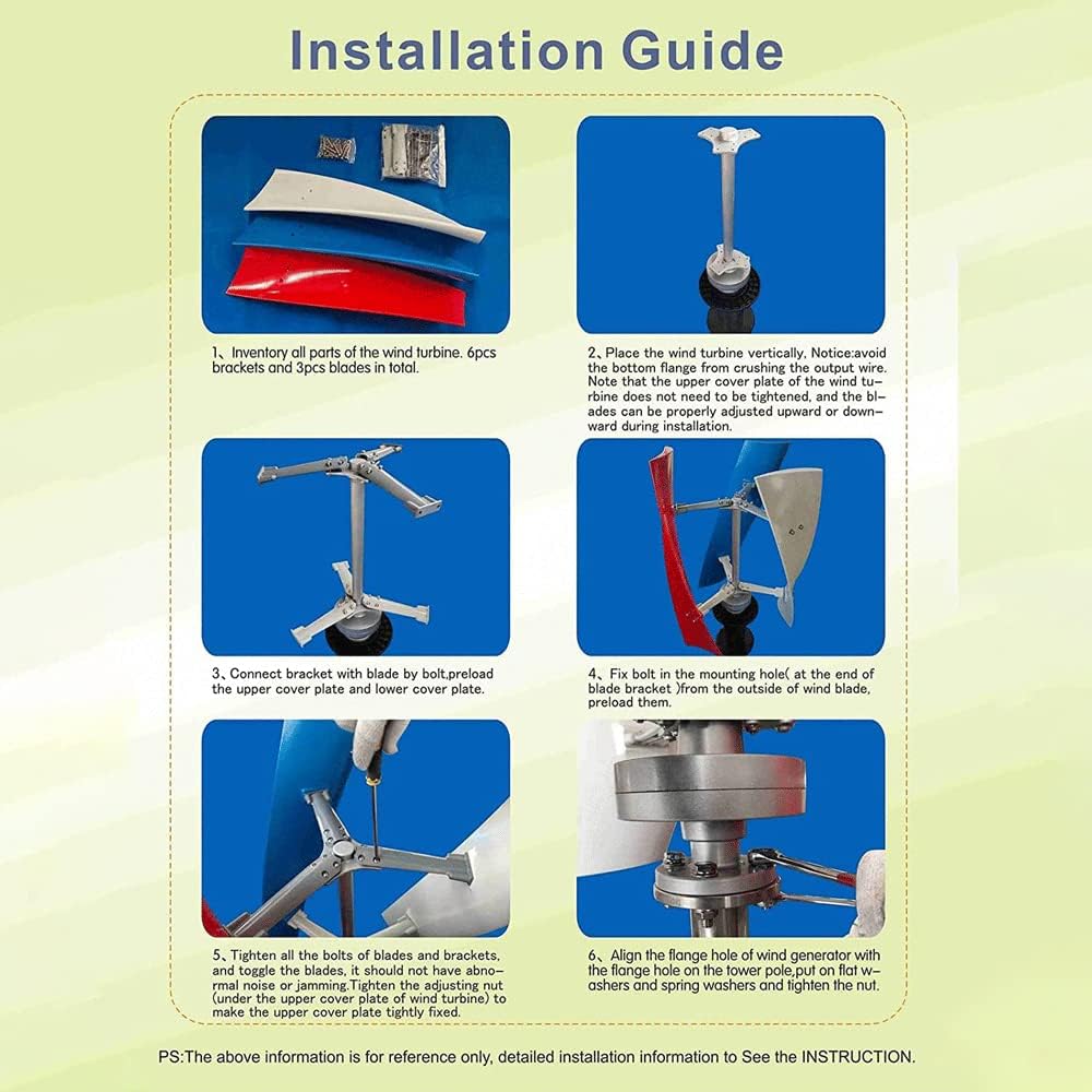 1000W Free Energy Generator, 12V 24V Vertical Wind Turbine Generator, Home Windmill with Controller