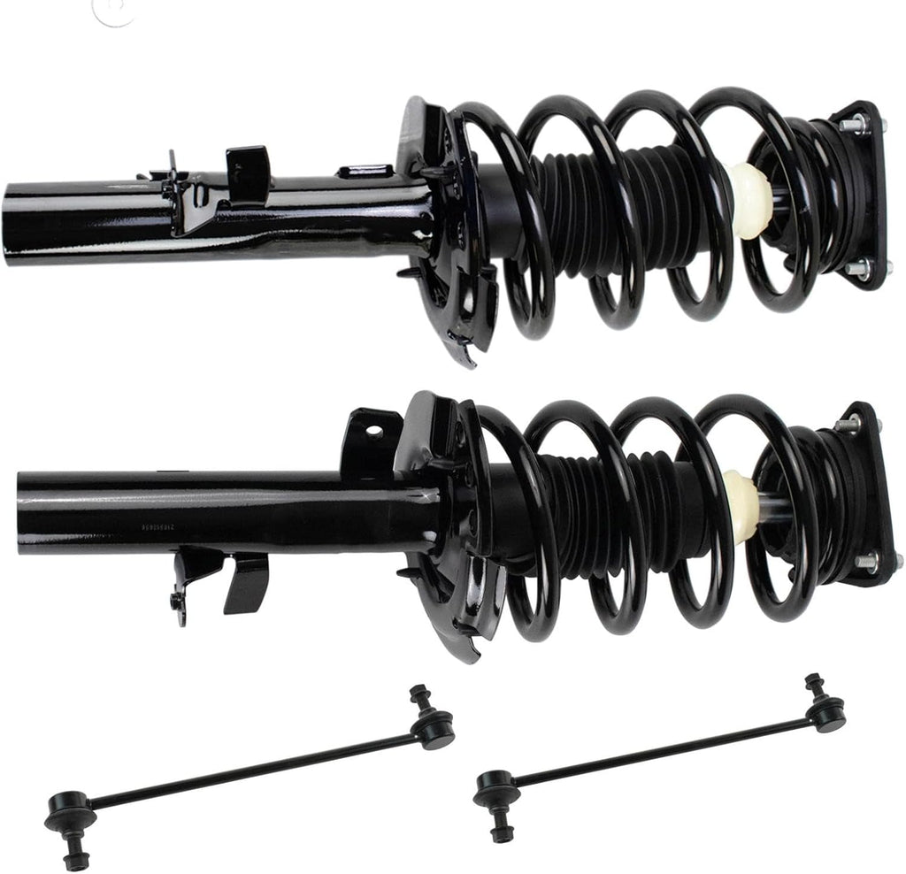 TRQ Front Suspension Kit Complete Strut & Coil Spring Assembly Sway Bar Stabilizer Link Compatible with 2015-2022 Ford Transit Connect