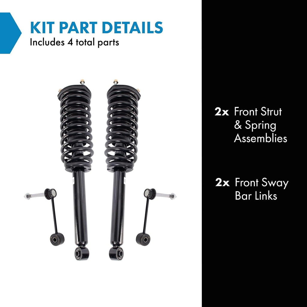 TRQ Front Suspension Kit Complete Strut & Coil Spring Assembly Sway Bar Stabilizer Link Compatible with 2001-2006 Lexus LS430
