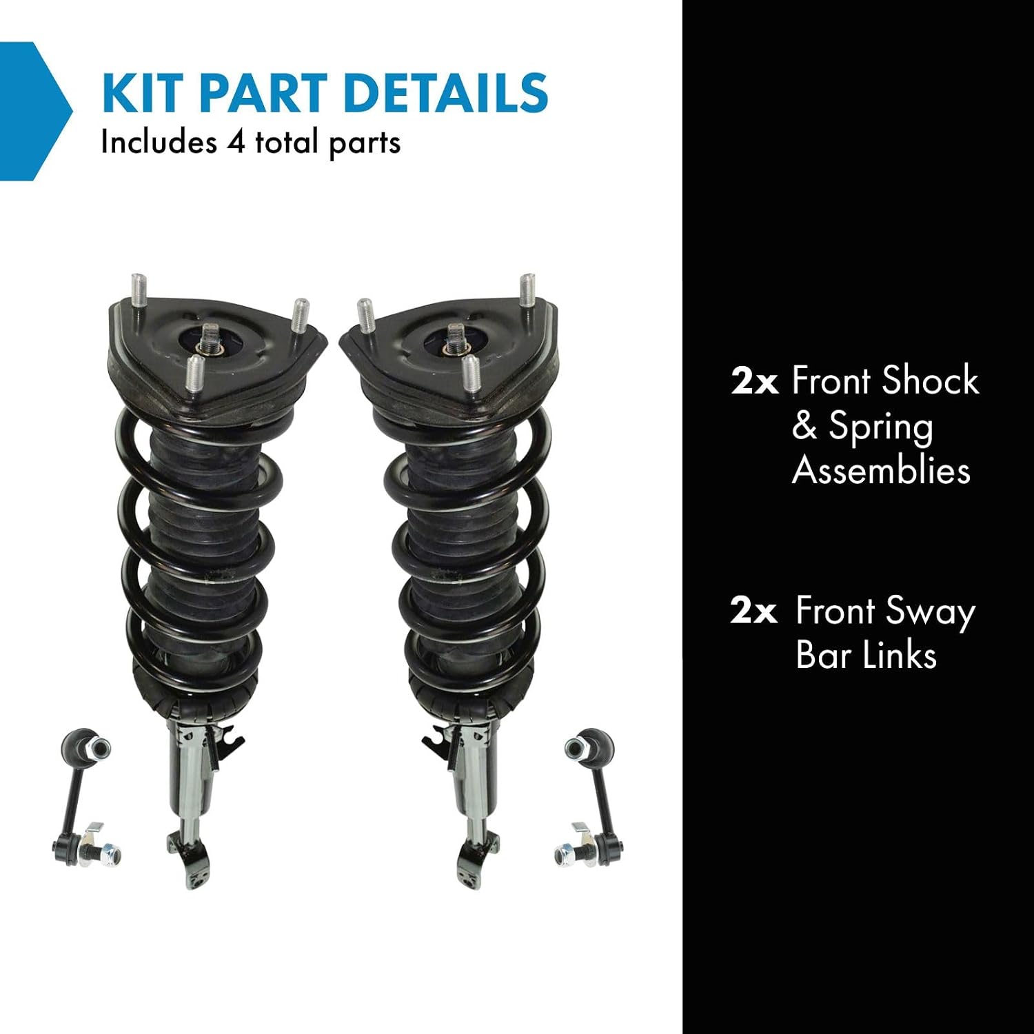 TRQ Front Suspension Kit Shock & Spring Strut Assembly Sway Bar Stabilizer Link Compatible with 2003-2007 INFINITI G35 2003-2009 Nissan 350Z