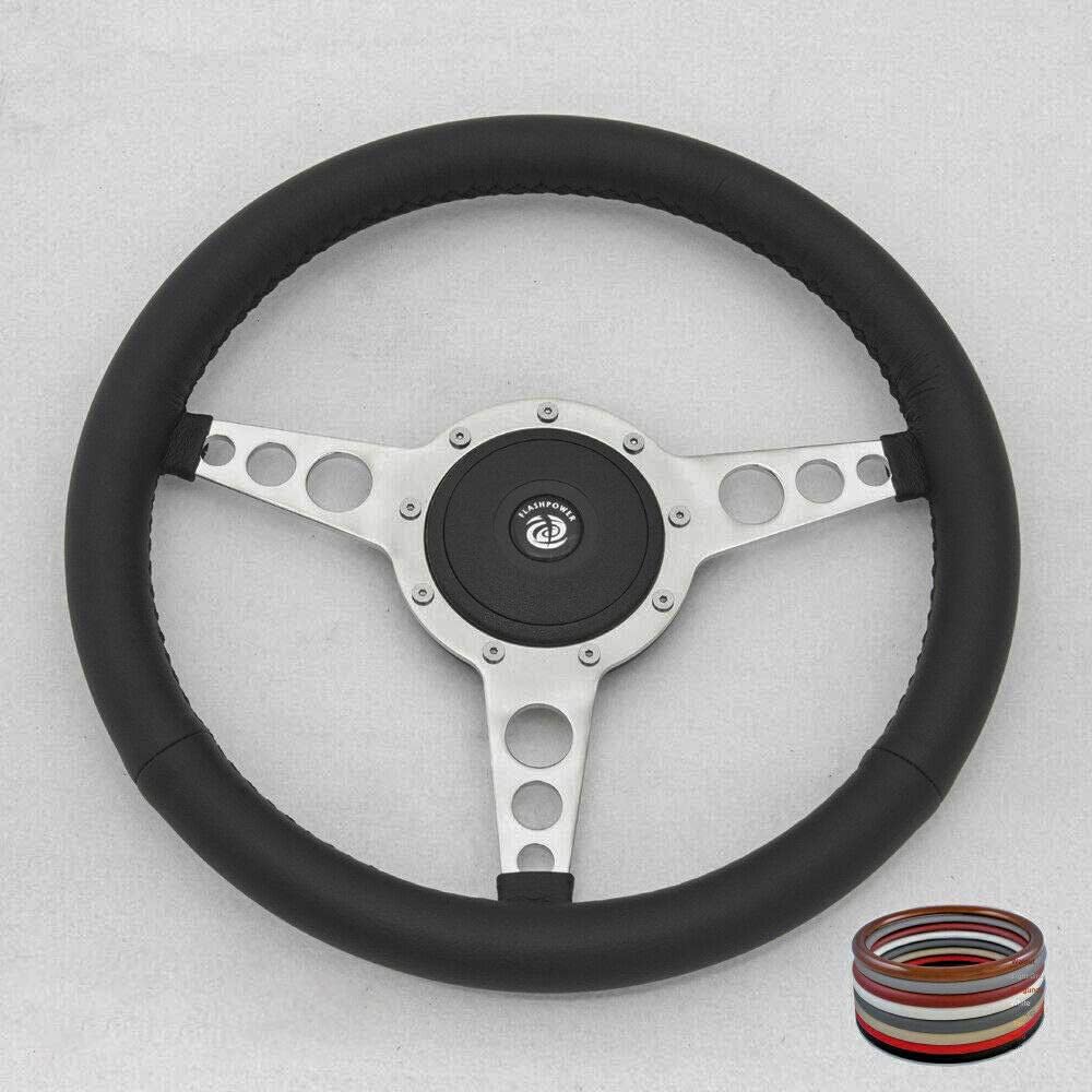 15' Classic Black Wrapped Steering Wheel 9 bolt with Horn Button