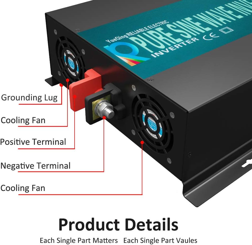WZRELB 3000W 48V 120V Pure Sine Wave Power Inverter Remote Control with 2 AC Outlets,Car Inverter (RBPRC-300048)