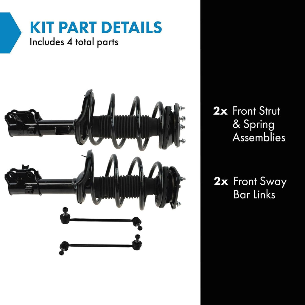 TRQ Front Suspension Kit Complete Strut & Coil Spring Assembly Sway Bar Stabilizer Link Compatible with 2006-2011 Hyundai Accent Kia Rio Rio5