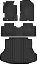 Floor Mats & Cargo Liner for 2006 2007 2008 2009 2010 2011 Honda Civic,1st 2nd Row with Trunk Mat,TPE All Weather Protection Slush Floor Liner Black