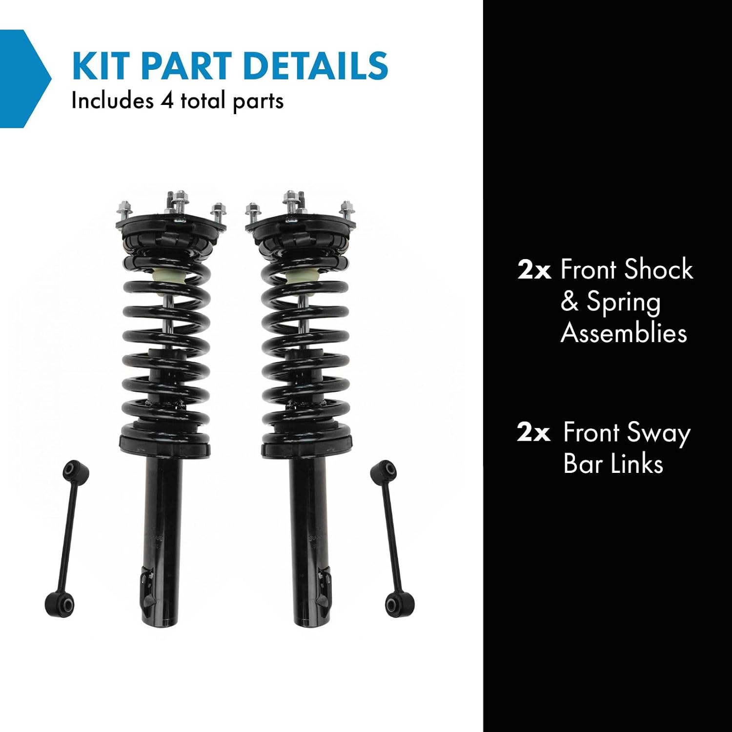 TRQ Front Suspension Kit Shock & Spring Strut Assembly Sway Bar Stabilizer Link Compatible with 2006-2010 Jeep Commander 2005-2010 Grand Cherokee