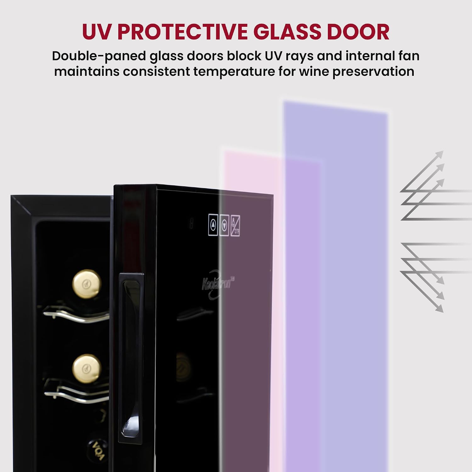Koolatron 6 Bottle Wine Fridge – Freestanding Wine Cooler with Glass Door, 0.6 cu ft (16 L) Beverage Can Refrigerator, Digital Temperature Control, Ideal for White, Red & Sparkling Wine, Champagne
