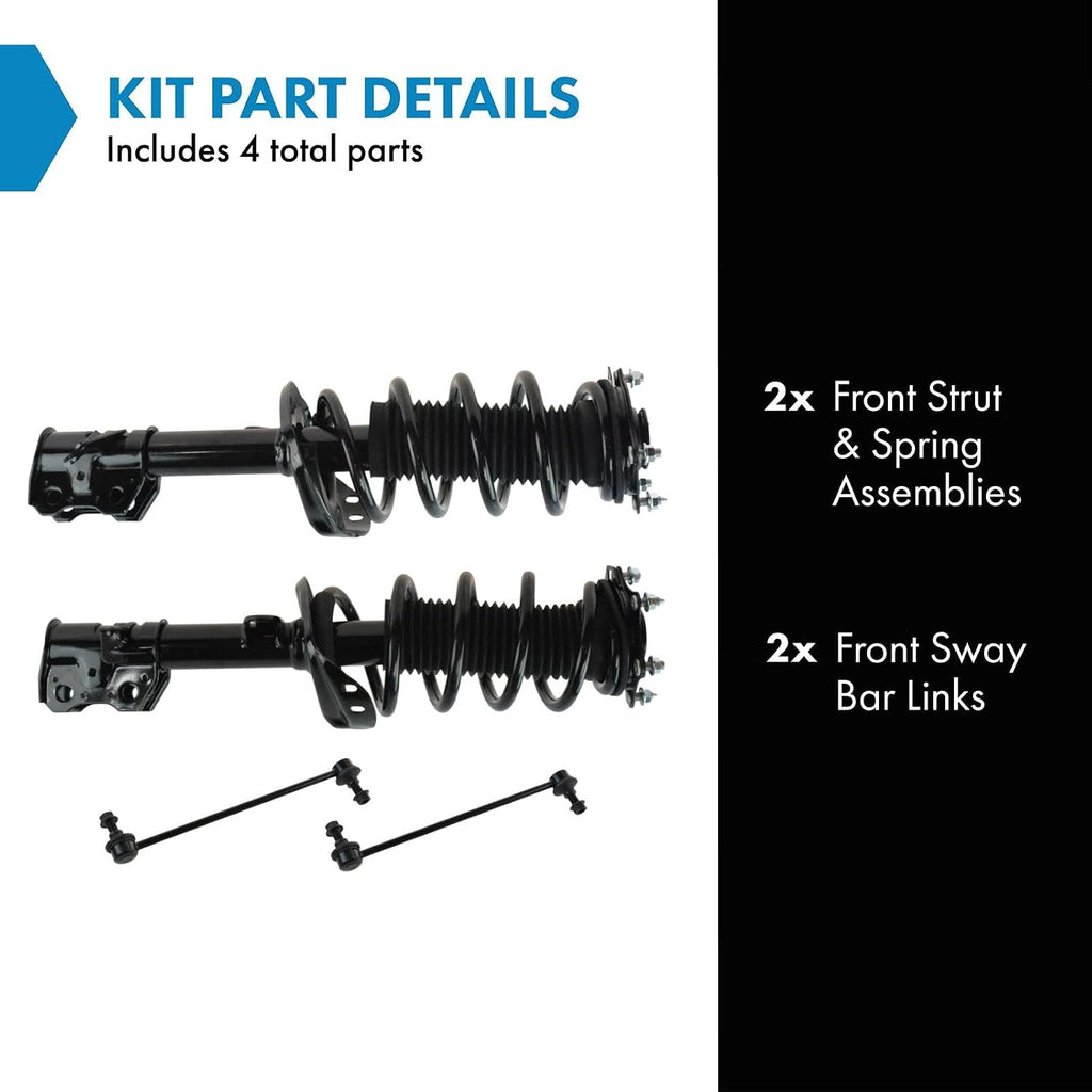 TRQ Front Suspension Kit Complete Strut & Coil Spring Assembly Sway Bar Stabilizer Link Compatible with 2007-2012 Acura RDX