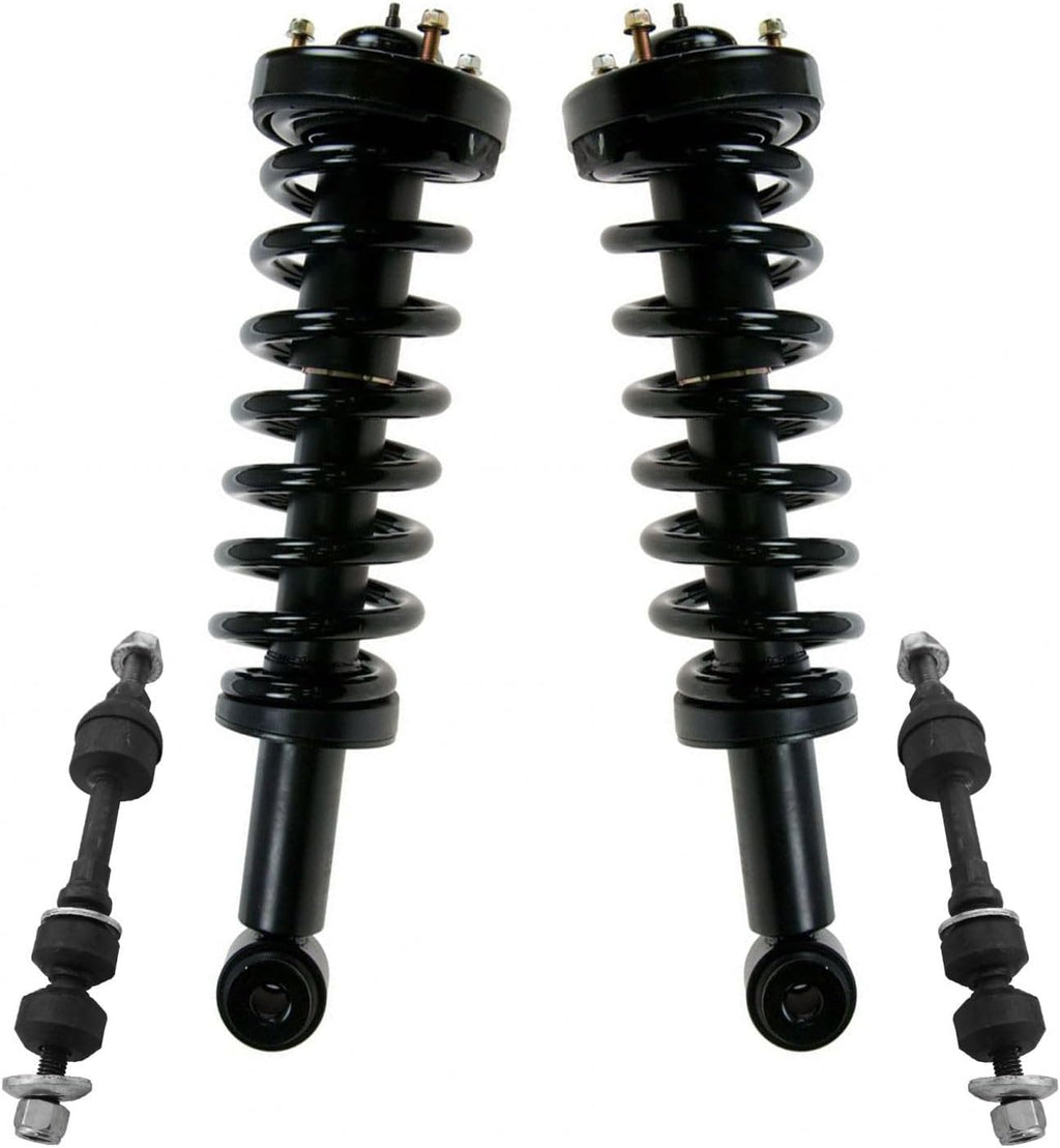 TRQ Front Suspension Kit Shock & Spring Strut Assembly Sway Bar Stabilizer Link Compatible with 2005-2008 Ford F-150 2006-2008 Lincoln Mark LT