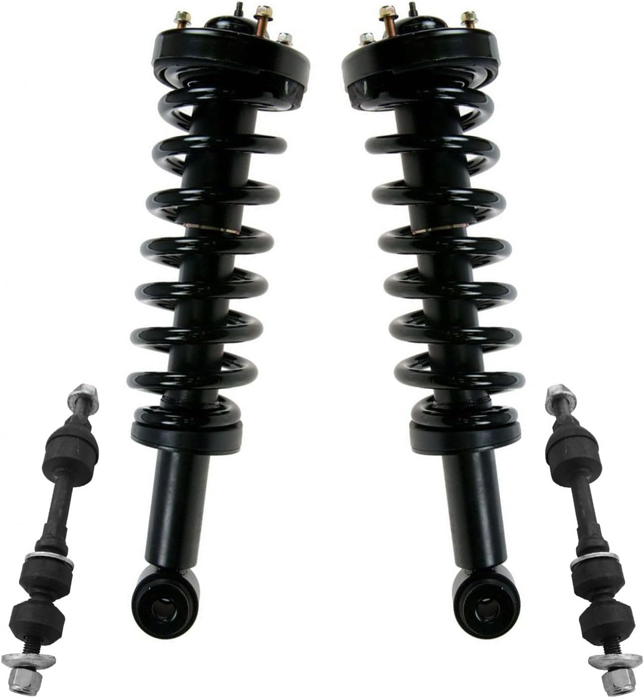 TRQ Front Suspension Kit Shock & Spring Strut Assembly Sway Bar Stabilizer Link Compatible with 2005-2008 Ford F-150 2006-2008 Lincoln Mark LT