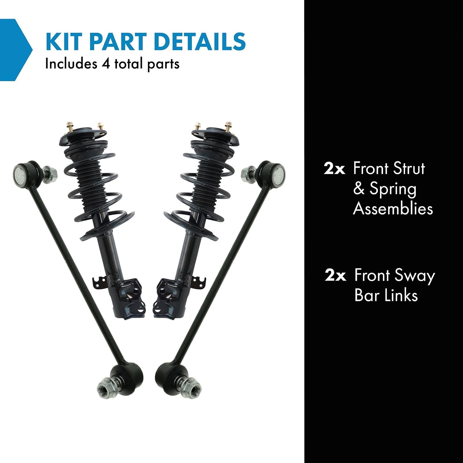 TRQ Front Suspension Kit Complete Strut & Coil Spring Assembly Sway Bar Stabilizer Link Compatible with 2014-2019 Toyota Corolla