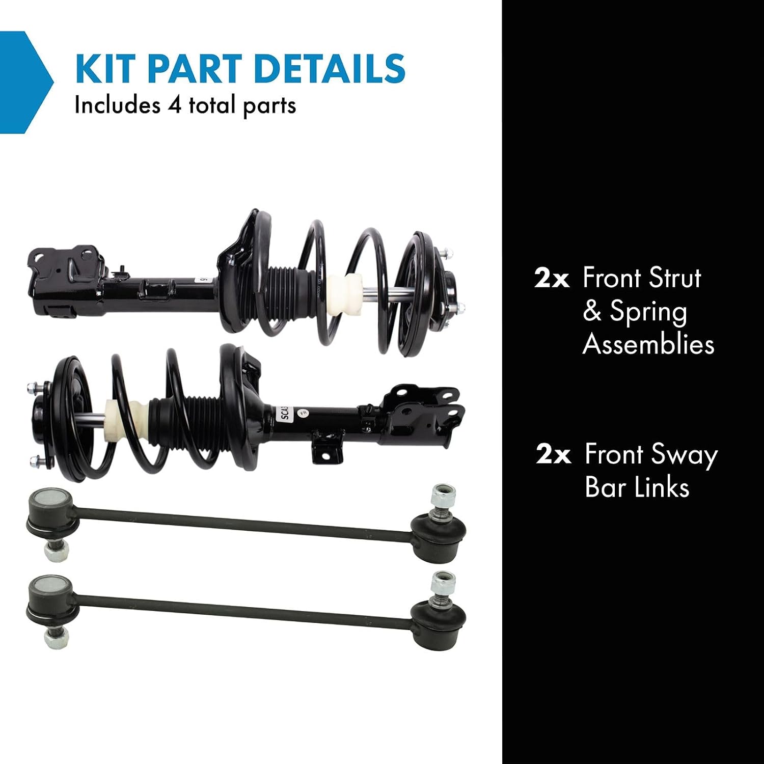 TRQ Front Suspension Kit Complete Strut & Coil Spring Assembly Sway Bar Stabilizer Link Compatible with 2011-2019 Mitsubishi Outlander Sport