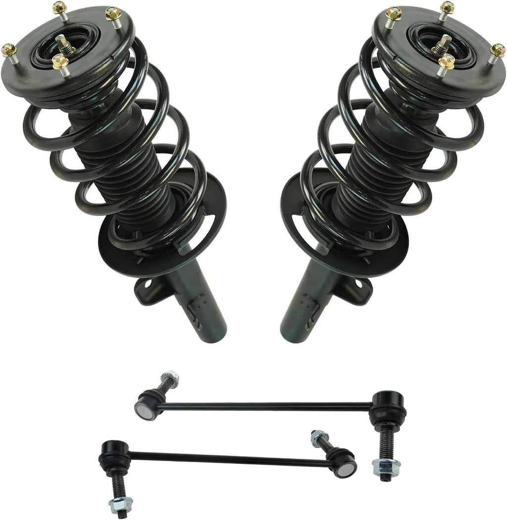 TRQ Front Suspension Kit Complete Strut & Coil Spring Assembly Sway Bar Stabilizer Link Compatible with 2010-2012 Ford Flex