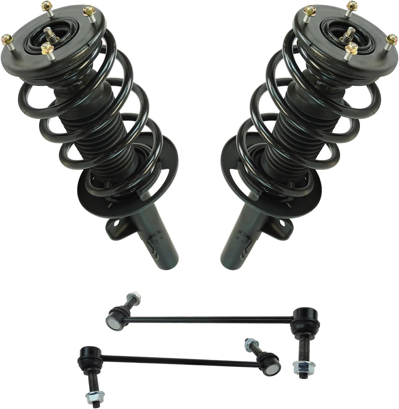 TRQ Front Suspension Kit Complete Strut & Coil Spring Assembly Sway Bar Stabilizer Link Compatible with 2010-2012 Ford Flex