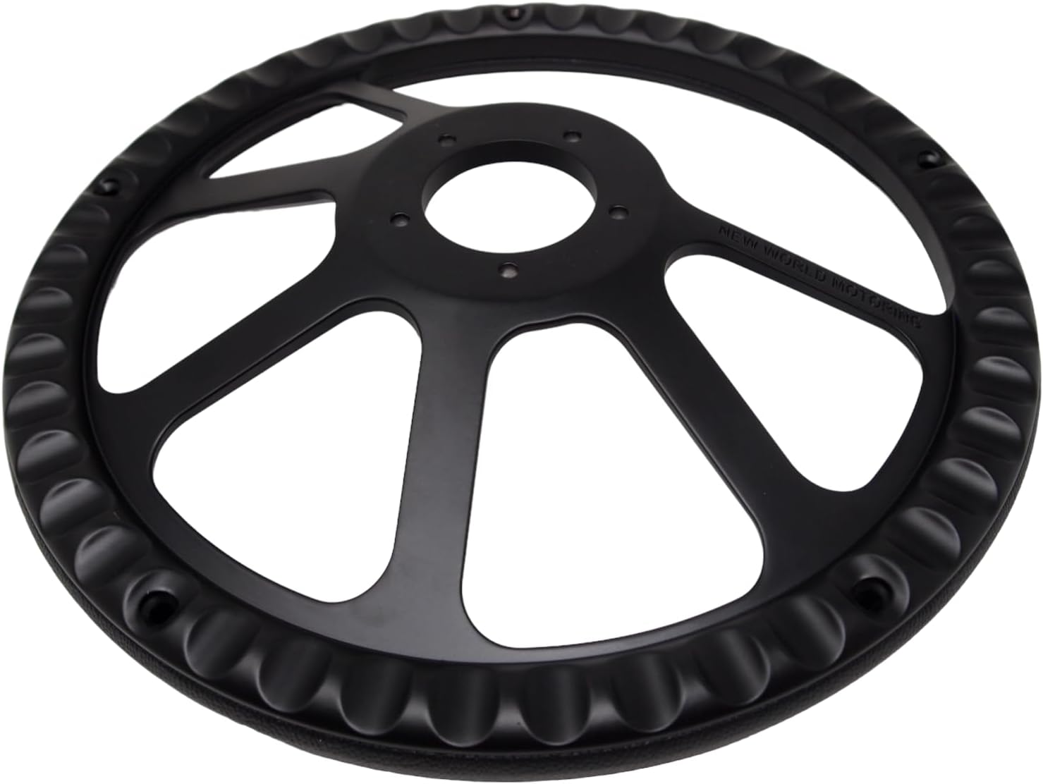 14' Universal Steering Wheel Aluminum Black 5-Bolt 350mm Black Vinyl Wrap Chevy Horn Button 3-Spoke