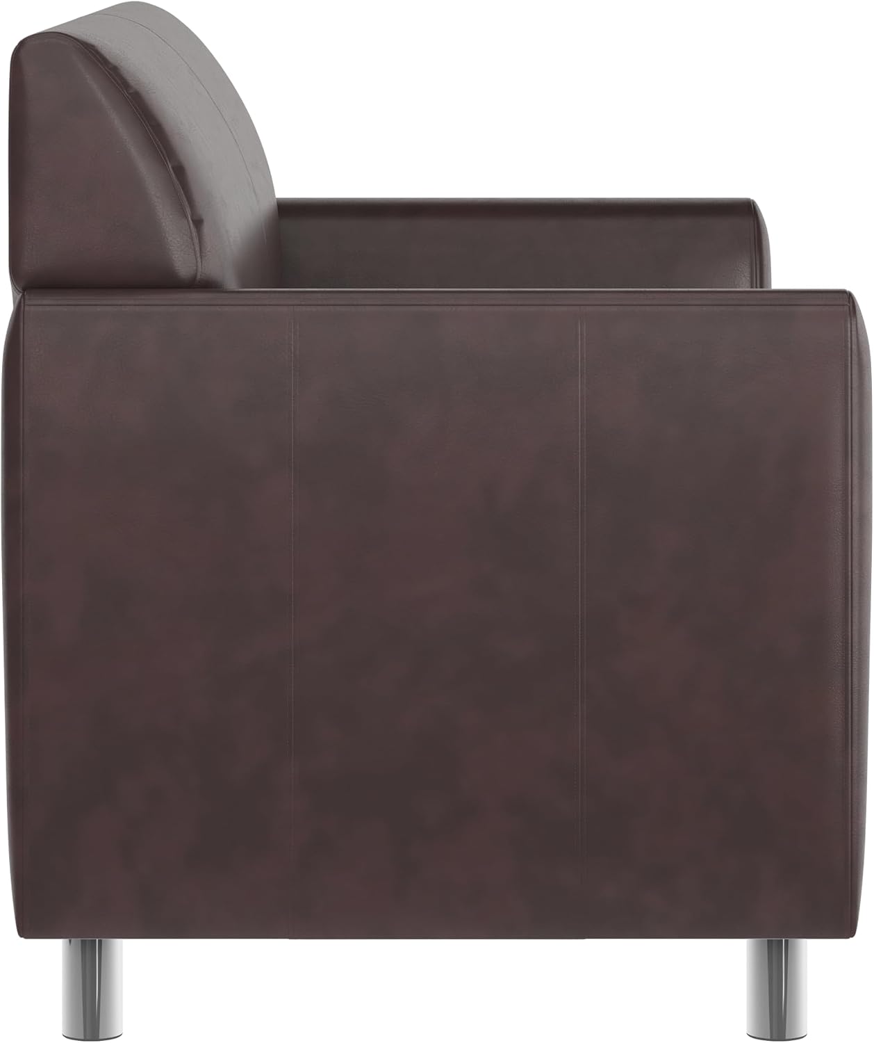 Flash Furniture Hercules Diplomat Side Reception Loveseat with Chrome Legs, Lobby Chair with Cushions and Flared Arms, Brown LeatherSoft