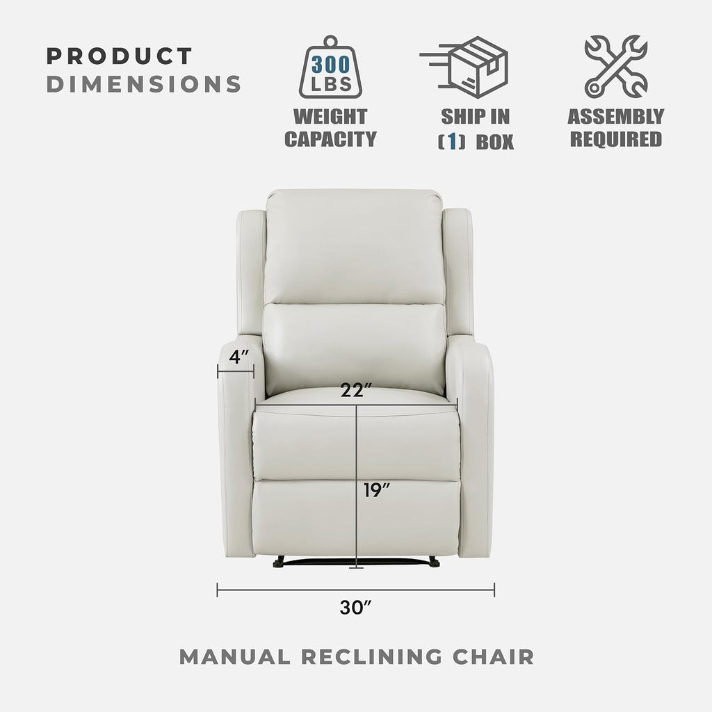 Lexicon Manual Recliner Chair, Reclining Sofa Chair, Home Theater Seating, Wall Hugger, Manual Recliner for Living Room/Office/Apartment, Easy Assembly, Taupe Faux Leather