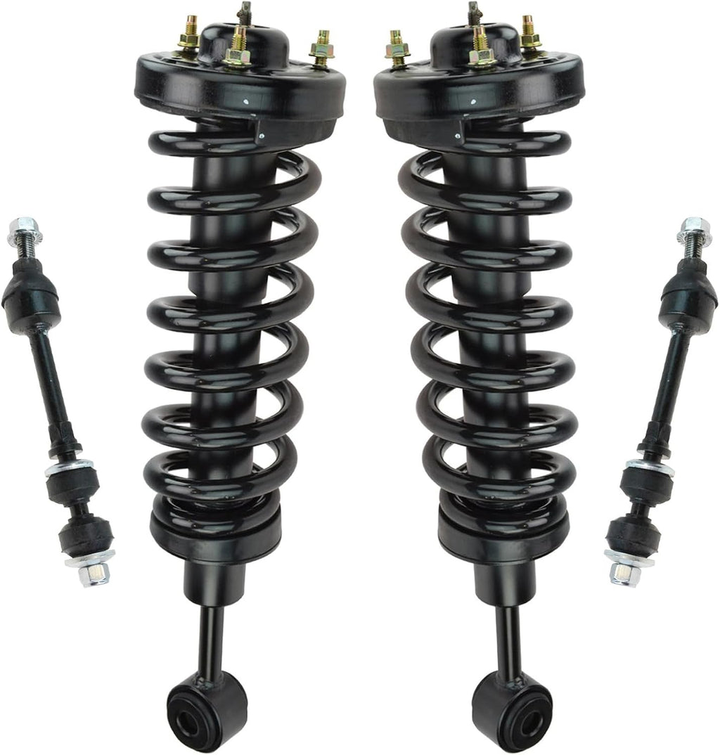 TRQ Front Suspension Kit Shock & Spring Strut Assembly Sway Bar Stabilizer Link Compatible with 2005-2008 Ford F-150 2006-2008 Lincoln Mark LT