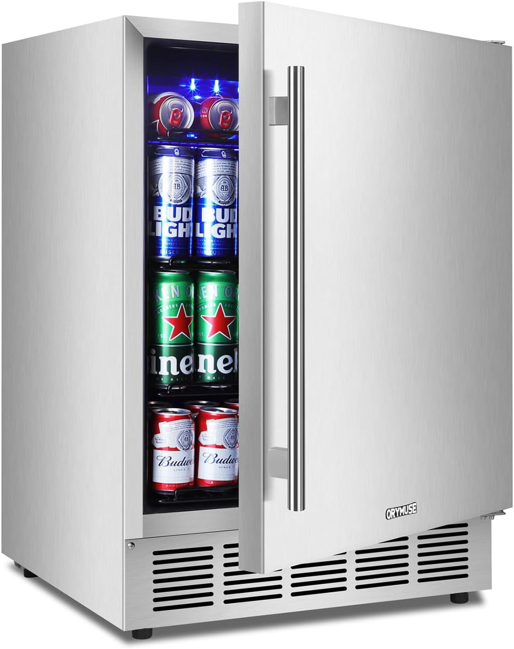 ORYMUSE 24' Outdoor Beverage Cooler Fridge - Undercounter Refrigerator, Stainless Steel Seamless Door - Holds 180 Cans, Powerful Cooling Compressor - Patio Kitchen, Commercial Use