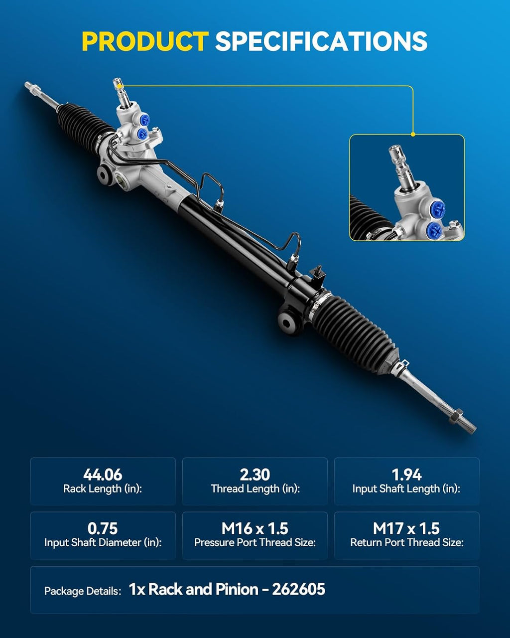 PHILTOP Hydraulic Power Steering Rack and Pinion Replacement For 2002-2006 Camry 2.4L, 2002-2006 Camry 3.0L Replace 26-2605