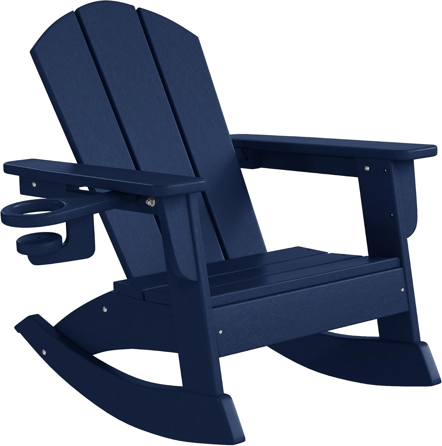 WestinTrends Malibu Outdoor HDPE Plastic Preschool Toddler Classic Adirondack Rocking Chairs (Set of 2), Navy Blue