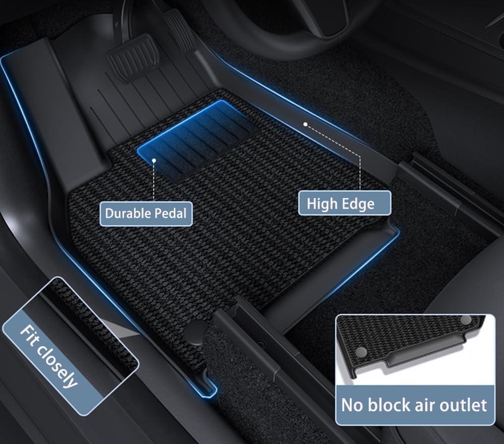 Compatible with 2026 Tesla Model Y Juniper(Not fit Standard) 5 Seater Double Layer Floor Mats & Trunk Mat & Back Seat Protector & Frunk Mat & Rear Cargo Storage Tray Covers(9 Piece Set)